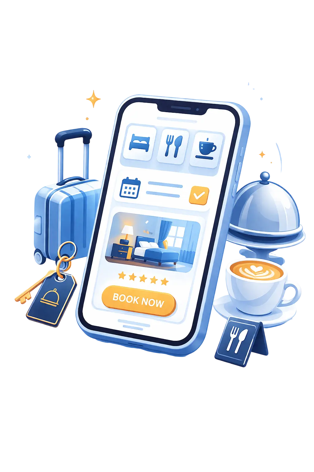 Современный интерфейс гостеприимства на смартфоне-Photoroom